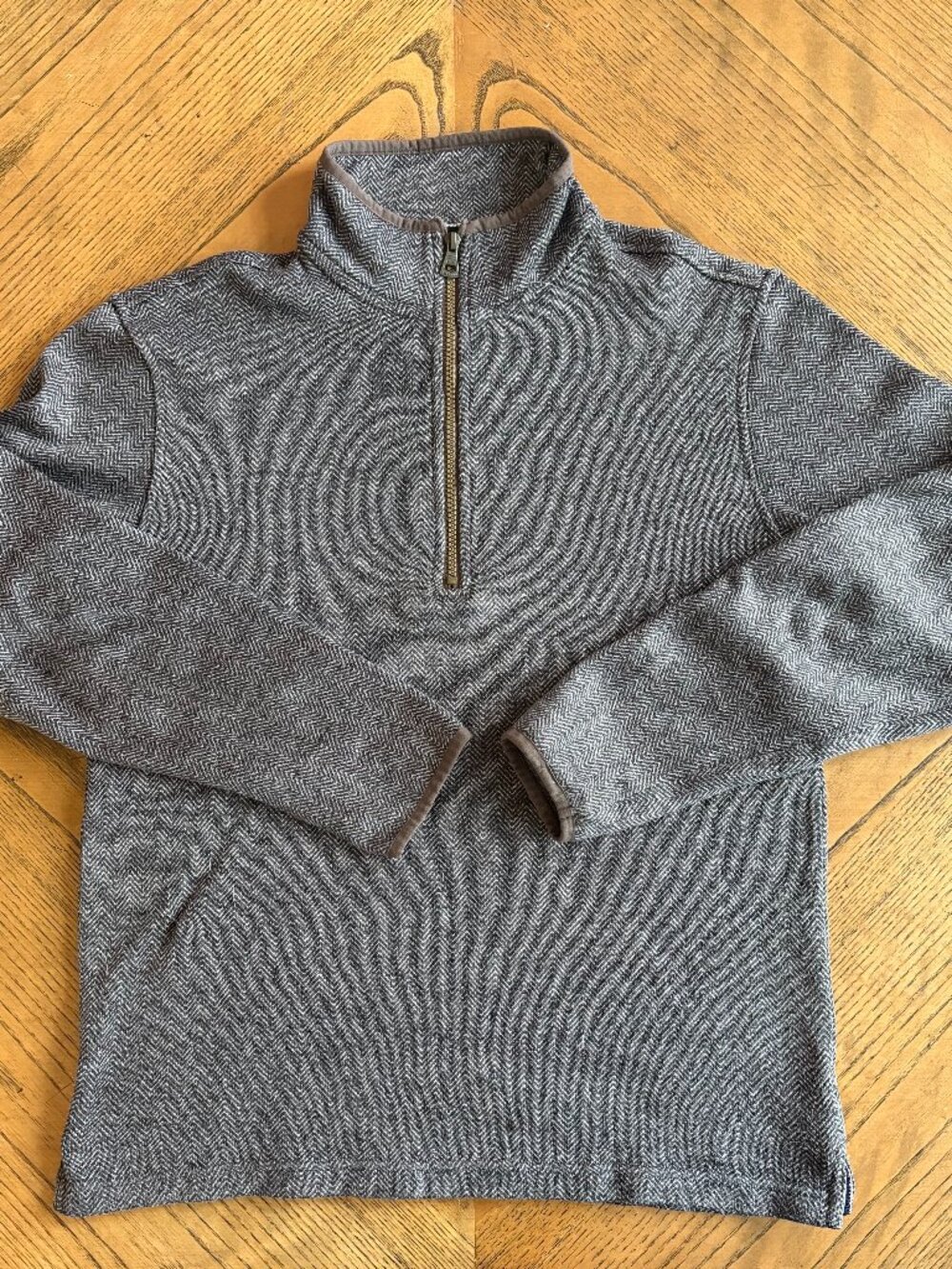 Weatherproof Vintage Brown Herringbone Quarter Zip Pullover Men's Medium